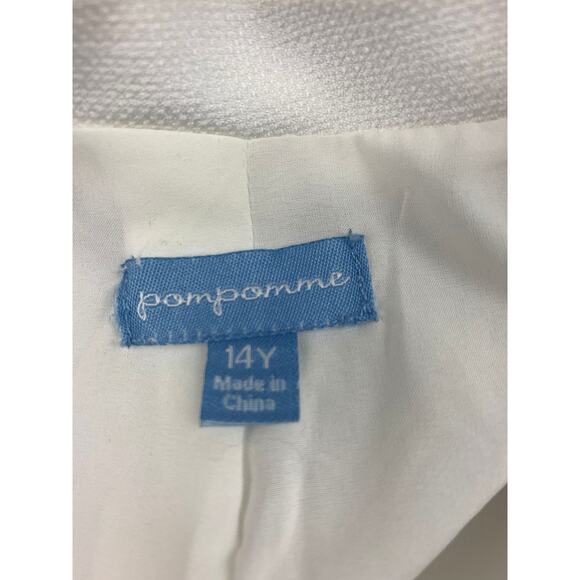 Pompomme‎ Girls 14Y White Black Trim Single Button Blazer - Picture 3 of 10